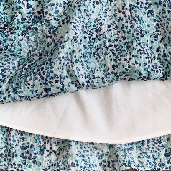 🍉LOFT-FLIRTY Shimmer Floral Tiered Skirt (18) EUC lined mini a-line - Picture 3 of 4